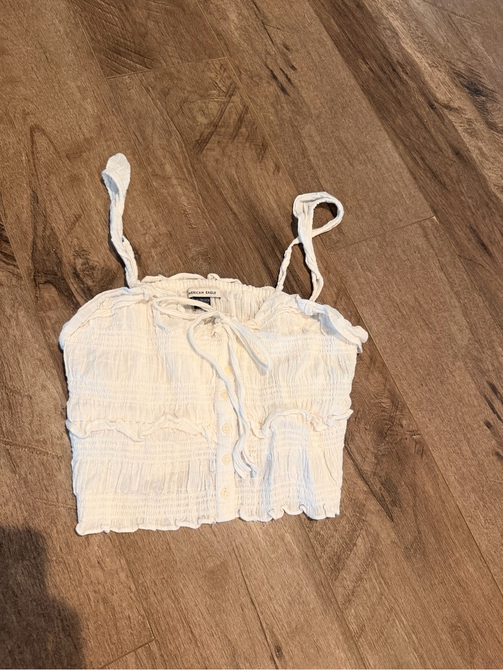 American Eagle Outfitters White Button-Front Crop Top